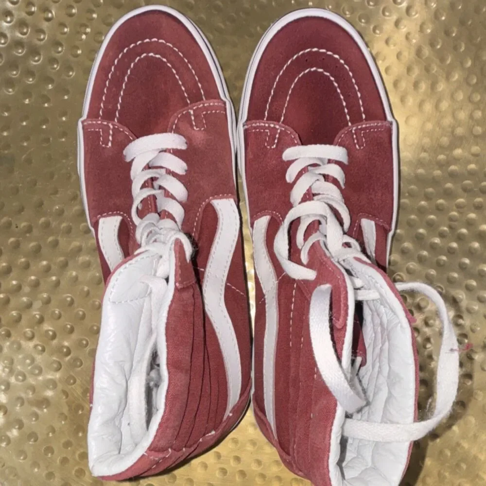 Vans Sk8-Hi Red White Canvas High Top Lace Up Men's Casual Sneakers size 8